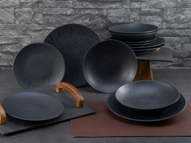 CREATABLE Geschirrset »Schiefer Black« (12-teiliges Teller Set)