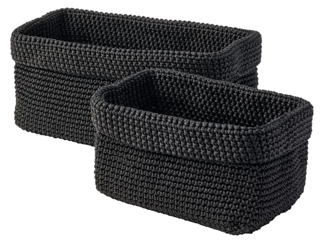 W5 Aufbewahrungskorb-Set / Hänge-Organizer (Aufbewahrungskorb 2er schwarz)