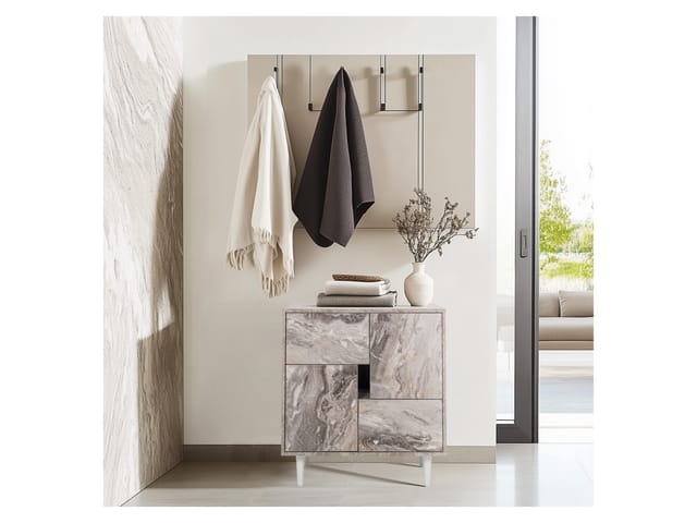 HJH LIVING Sideboard / Kommode LYKKJA (weiß/marmor)