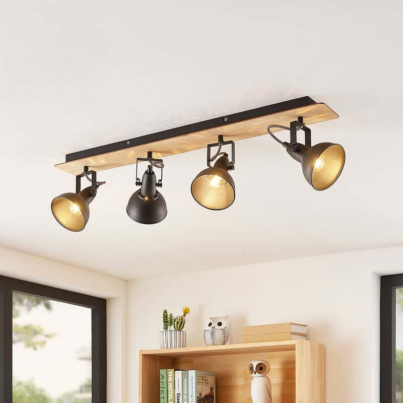 [neuwertig] B-ware Lindby Deckenlampe Hängeleuchte Aylis Led Lampe Dimmbar Schwarz Holz 82cm