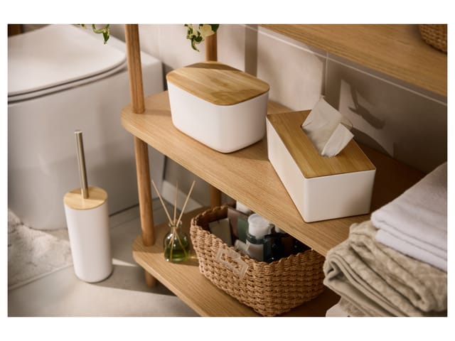 LIVARNO® WC-Bürste / Kosmetiktücherbox / Aufbewahrungsbox Bambus (Kosmetik-Taschentuchbox)