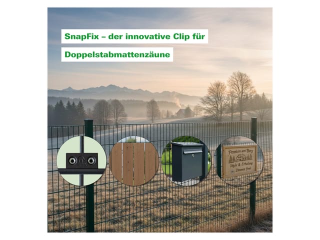 SNAPFIX® 12er Pack zur Befestigung an Dopplelstabmatten, Stärke 6-5-6 mm (grün)