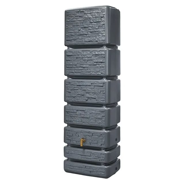 4RAIN Regentonne SLIM STONE DECOR Wandtank (350 Liter, graphite grey)