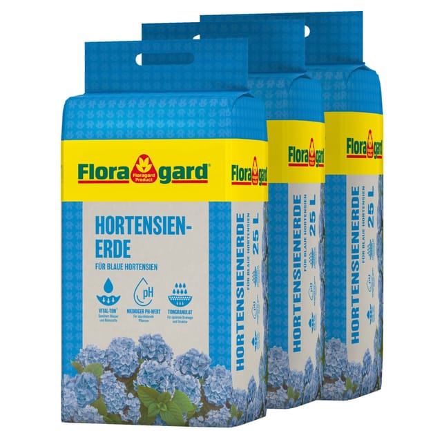 Floragard Hortensienerde Blau, 3 x 25 L