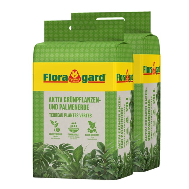 Floragard Aktiv Grünpflanzen- und Palmenerde, 2 x 20 L