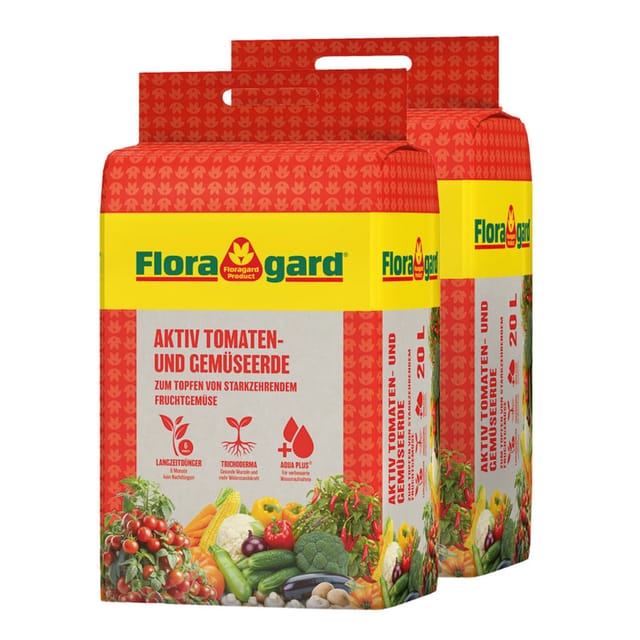 Floragard Aktiv Tomaten- und Gemüseerde, 2 x 20 L