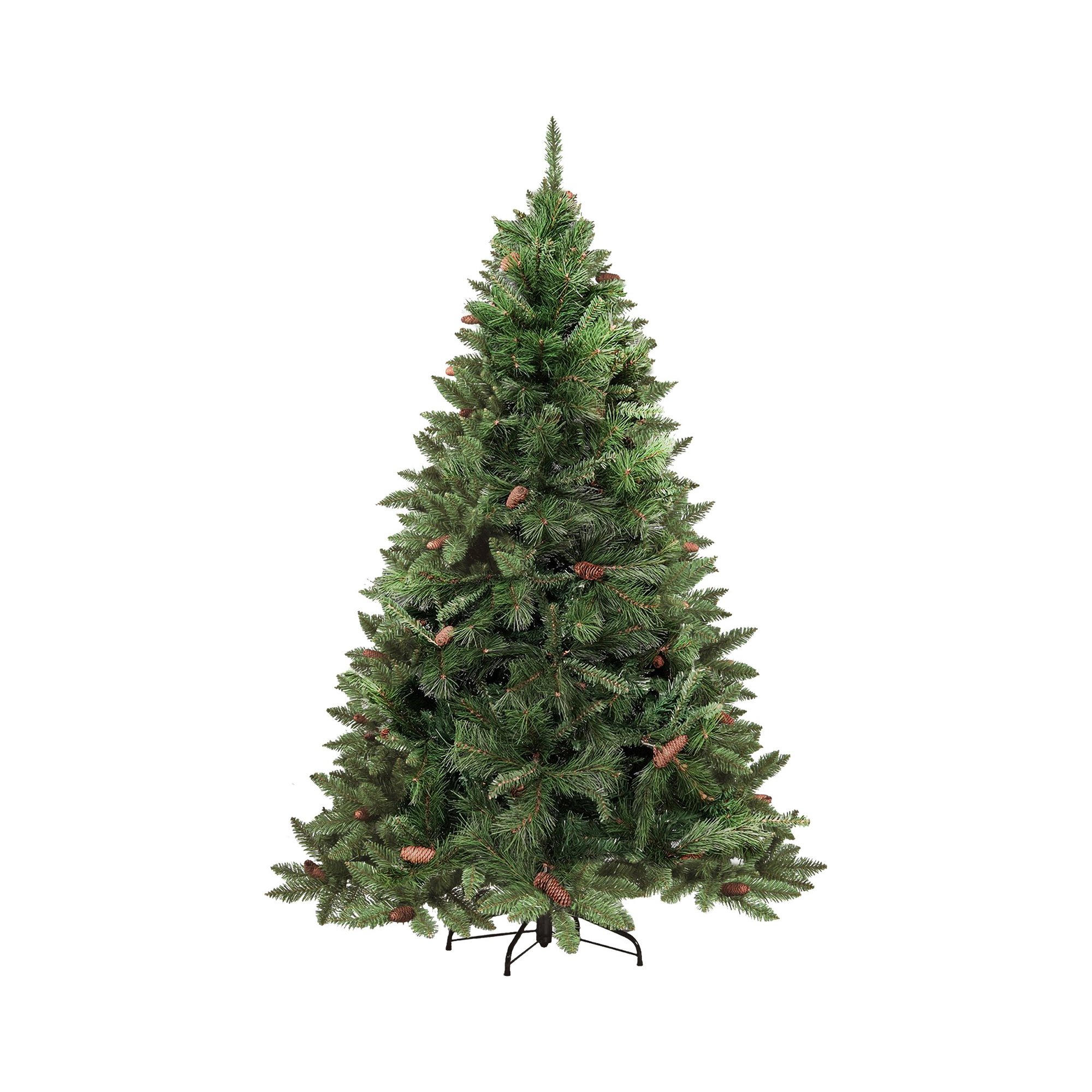 Dmora - Weihnachtsbaum Vienna, Extra Dicker Kunstbaum, Echter Pvc-effektbaum Mit Tannenzapfen Inklusive, 1072 Äste, Höhe 210 Cm