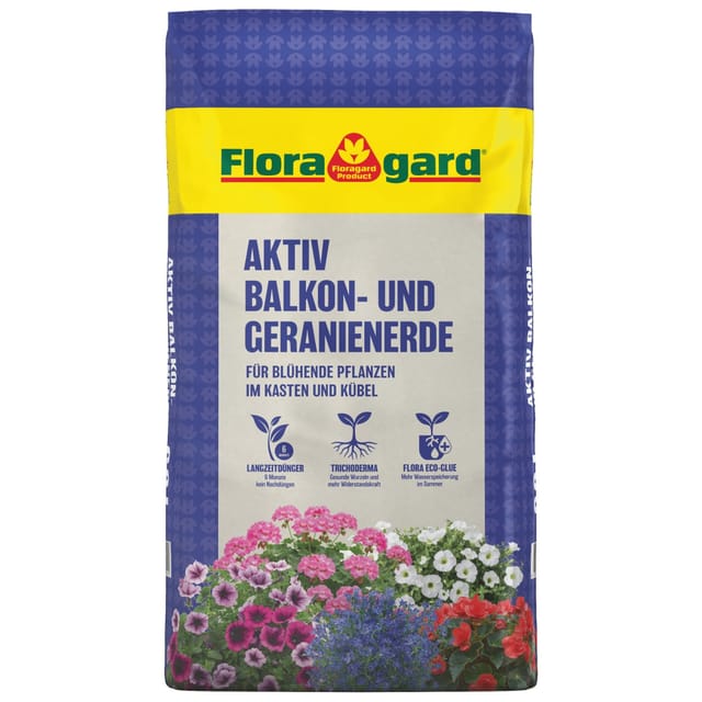 Floragard Aktiv Balkon- und Geranienerde, 1 x 60 L