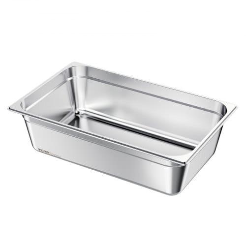 VEVOR Gastronormbehälter Hotelpfanne (volle Größe) 1 Packung 20,5 L Behälter, wiederverwendbare, rostfreie Catering-Aufbewahrung, Panierschale Speisebehälter für Party Restaurant Hotel Buffet