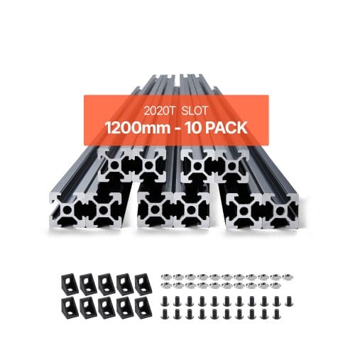 VEVOR 10er Set Aluprofil 1200 mm T-Nut 2020 Aluminium-Strangpressprofil, eloxierte Linearschiene nach europäischem Standard, Nutenprofil für 3D-Drucker, CNC-Maschine DIY, Lasergravur, Schwarz