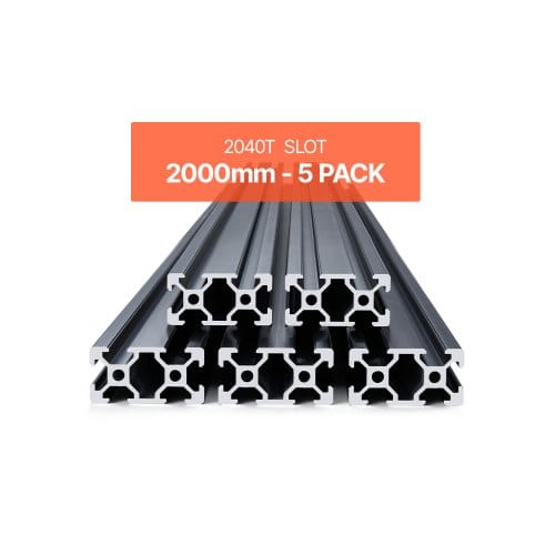VEVOR 5er Set 2000 mm T-Nut 2040 Aluminium-Strangpressprofil, eloxierte Linearschiene nach europäischem Standard, Nutenprofil für 3D-Drucker, CNC-Maschine DIY, Lasergravur, Schwarz