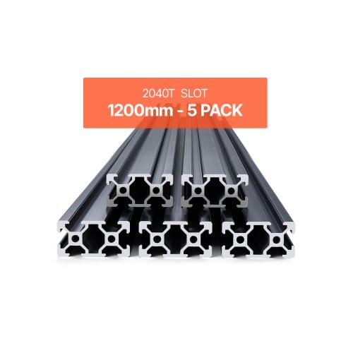 VEVOR 5er Set Aluprofil 1200 mm T-Nut 2040 Aluminium-Strangpressprofil, eloxierte Linearschiene nach europäischem Standard, Nutenprofil für 3D-Drucker, CNC-Maschine DIY, Lasergravur, Schwarz