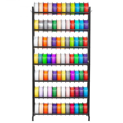 VEVOR Filament Lagerregal für 3D-Drucker, 7 Ebenen, Filamentspulenhalter, 840 x 320 x 1650 mm, Tragkraft 54,4 kg pro Ebene, 3D-Druckerzubehör für 3D-Druckstudio, Werkstatt, Schwarz