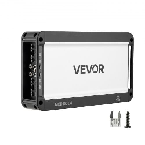 VEVOR Autoverstärker 4-Kanal, Endstufe Klasse D Überbrückbar, Max. 4 x 500 W an 4 Ohm / 4 x 1000 W an 2 Ohm, Hochleistungsverstärker für SUVs Pickups Geländewagen Mehrkanal-Audioverstärker