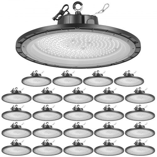 VEVOR 20er-Pack LED-Hallenstrahler, 5000 K, 150 W, 21000 lm, UFO-LED-Hallenbeleuchtung, IP65 wasserdicht, 100–277 V Weitspannung für Lager, Werkstatt, Fabrik, Fitnessstudio, Garage, Scheune