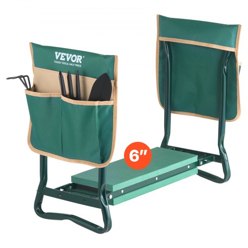 VEVOR Kniebank 590x290x490mm, Kniekissen 152 mm Kniepolster, Kniehilfe Gartenarbeit bis 150 kg, klappbarer Gartensitz mit 2 Werkzeugtaschen, Arbeitshocker lindert Knie- und Rückenschmerzen