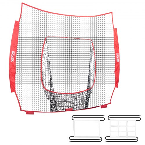 VEVOR 2134 x 2134 mm Pitching Net Pitching Target mit Strike Zone, Baseball & Softball 9 Loch Trainingsgeräte für Jugendliche & Erwachsene, Baseball Pitching Net (nur Netz)