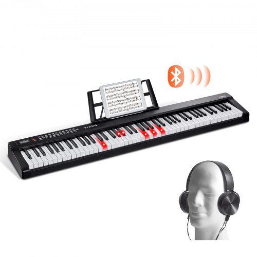 VEVOR Digitales Klavier mit 88 Tasten, halbgewichtete Tasten, tragbares elektrisches Keyboard-Piano-Set in voller Größe mit 1000 Tönen, integrierten Lautsprechern, Sustain-Pedal, Kopfhörern, Bluetooth, MIDI, USB für Anfänger