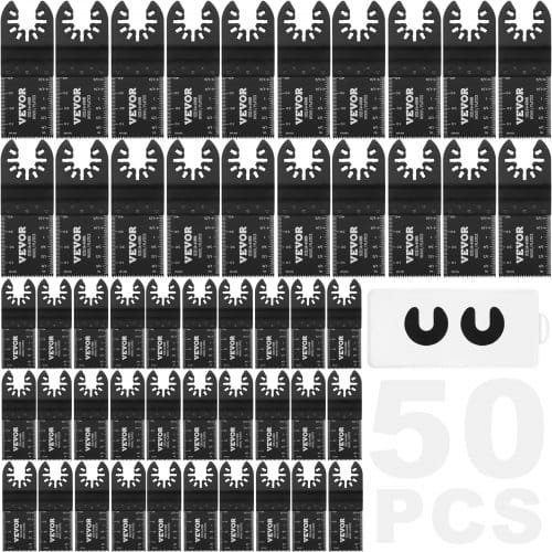 VEVOR 50x Sägeblatt Multifunktionswerkzeug 9x3,4cm Oszillierwerkzeug Hochkohlenstoffstahl (HCS) Schnellwechselschnittstelle kompatibel mit 95 % der auf dem Markt erhältlichen oszillierenden Werkzeuge