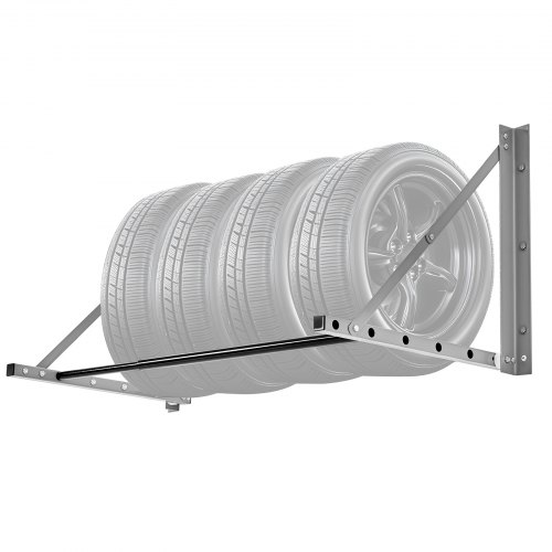 VEVOR Reifenregal Reifenständer Garagenregal zur Wandmontage 812-1219 mm verstellbar, Q235 Hochleistungs-Reifenlagerregal aus Stahl für Standardreifen (R355,6 bis R508 mm), max. Tragkraft 136 kg