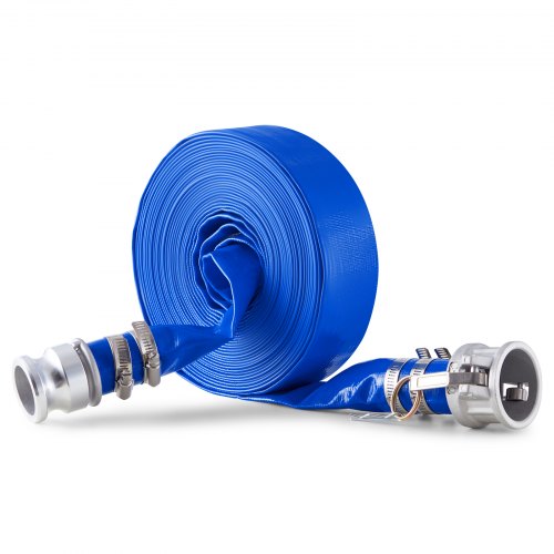 VEVOR Flachschlauch, 38 mm x 15 m, Abwasserschlauch, Rückspülschlauch mit Camlock, Aluminiumbeschlägen, passend für verschiedene Pumpen, zur Abwasseraufbereitung, Wassertransport & weiteren Zwecken