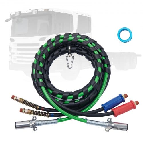 VEVOR 15ft Luftleitungssatz für Sattelschlepper, 3-in-1-Luftschläuche und ABS-Stromleitung für Sattelschlepper, 7-Wege-Stecker, Stromkabel und Gummi-Luftleitungsschlauch-Montagesatz