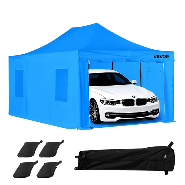 VEVOR tragbares Lackierkabinenzelt (587x398x178 cm) Sprühfarbenzelt für Sprühmalerei, wasserfeste & faltbare Farbkabine mit 4 Netz-Seitenfenstern für Autoteile Möbel Motorräder Sprühschutz blau