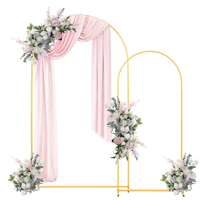 VEVOR Hochzeitsbogen Metall, 2er-Set (2,2 m & 1,8 m), Hintergrundständer, Goldfarbener Ballonbogen für Hochzeiten, Geburtstagsfeiern, Abschlussfeiern, Feste & Zeremoniendekorationen