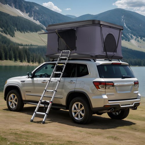 VEVOR Zelt Dachzelt Auto ABS-Hartschale für 2–3 Personen, Hartschalen-Dachzelt mit Teleskopleiter, dicker Matratze, wasserdichte winddichte Dachzelte mit UV-Schutz für Jeep SUV Van Pickup