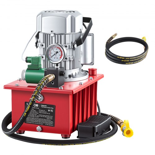 VEVOR Elektrische Hydraulikpumpe 750 W, Einfachwirkende Elektrohydraulikpumpe 10000 PSI, Hydraulikaggregat, Magnetventil mit Fußschalter, 8 L Öltank, für Stanz-, Biege- und Einfachwirkende Zylinder