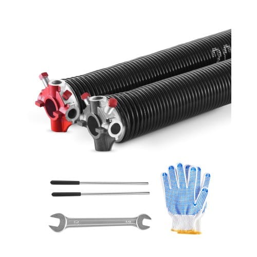 VEVOR Torsionsfedern für Garagentore (Φ 5,26 x Φ 50,8 x 618 mm) 16000 Zyklen, schwarz beschichtet zum Auswechseln, Garagentorfedern mit rutschfesten Wickelstäben & Handschuhen & Montageschlüssel