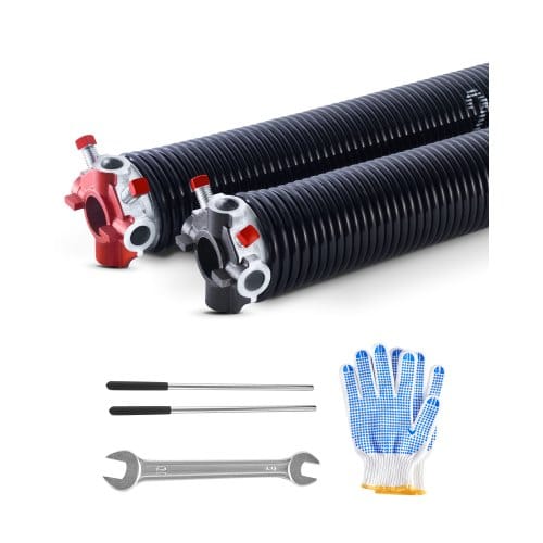 VEVOR Torsionsfedern für Garagentore (Φ 5,72 x Φ 50,8 x 685 mm) 16000 Zyklen, schwarz beschichtet zum Auswechseln, Garagentorfedern mit rutschfesten Wickelstäben & Handschuhen & Montageschlüssel