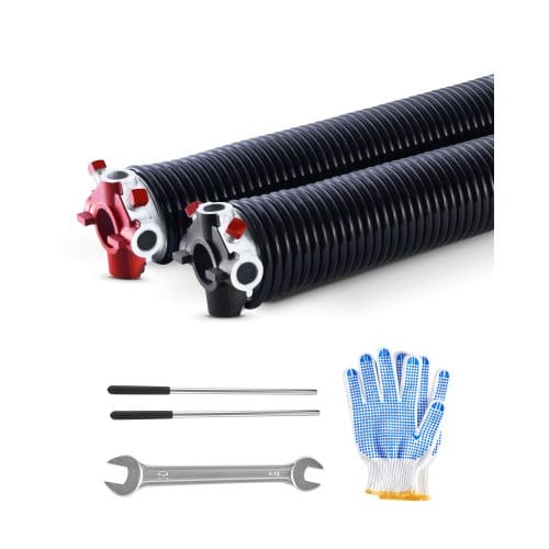 VEVOR Torsionsfedern für Garagentore (Φ 6,35 x Φ 50,8 x 787 mm) 16000 Zyklen, schwarz beschichtet zum Auswechseln, Garagentorfedern mit rutschfesten Wickelstäben & Handschuhen & Montageschlüssel