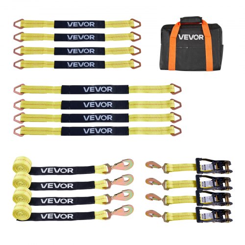 VEVOR Radspanngurt Befestigungsgurt (50,8 x 2438,4 mm) mit Federhaken & 4540 kg Zugfestigkeit & 1512 kg Tragfähigkeit, Motorrad-Spannsystem Radsicherungsgurt Reifengurt für SUVs Anhänger Gelb