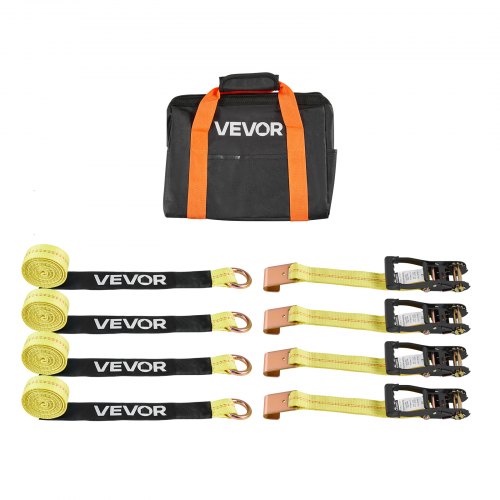 VEVOR Radspanngurt Befestigungsgurt (50,8 x 3048 mm) mit flachem Haken & 4540 kg Zugfestigkeit & 1512 kg Tragfähigkeit, Motorrad-Spannsystem Radsicherungsgurt Reifengurt für SUVs Anhänger Gelb