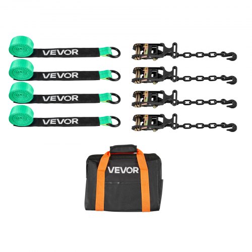 VEVOR Radspanngurt Befestigungsgurt Set (50,8 x 3048 mm) mit Hochleistungshaken & O-Ring & 4540 kg Zugfestigkeit & 1512 kg Tragfähigkeit, Motorrad-Spannsystem Radsicherungsgurt Reifengurt