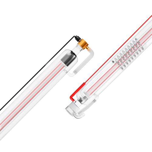 VEVOR 60 W CO2-Laserröhre, 1250 mm Länge, 55 mm Durchmesser, Borosilikatglas-Laserschneidröhre mit Metallkopf, 5000–6000 Std. Drähte vorverdrahtet für Lasergravierer, Gravur- und Schneidemaschine
