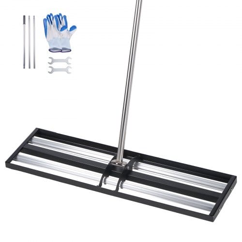 VEVOR Rasenrakel mit Rolle, 254x914 mm Edelstahl-Rasennivellierer mit 213 cm verstellbarem Griff, robuster Nivellierrechen, Levelingrake, Rasennivellierungswerkzeug für den Garten und Golfplätze