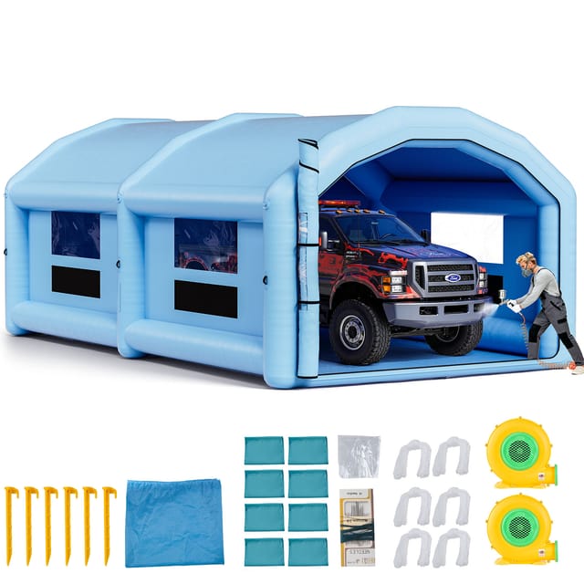 VEVOR aufblasbare Lackierkabine Spritzkabine 10 x 6 x 4 m, Lackierkabinenzelt mit 950 W und 1100 W Gebläsen und Luftfiltersystem, Runddach, Oxford-Gewebe, Spritzlackierung für Metallteile von Auto