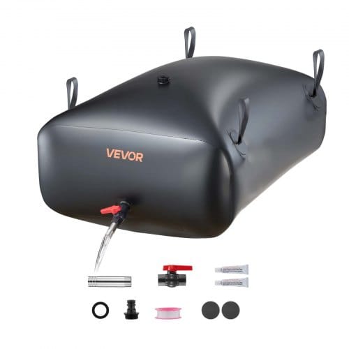VEVOR Wasserblasen Aufbewahrungsbehälter, 330L Wassertank, 1000D PVC Wasserbeutel, 1,2 mm Wassersack zusammenklappbar, für Gartenbewässerung, Camping, Wohnmobile, Notfallgebrauch – Schwarz