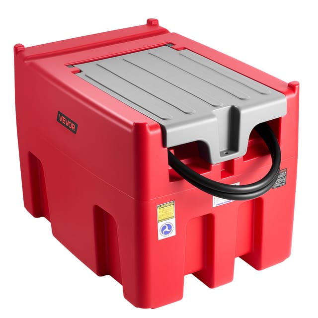VEVOR Tragbarer Diesel-& Benzintank, 440 L, 45 L/min Durchflussrate, Dieselkraftstofftank mit 12 V Transferpumpe, 4 m Schlauch, automatische Betankungsdüse, Transfertank für Kraftstofftransport, Rot