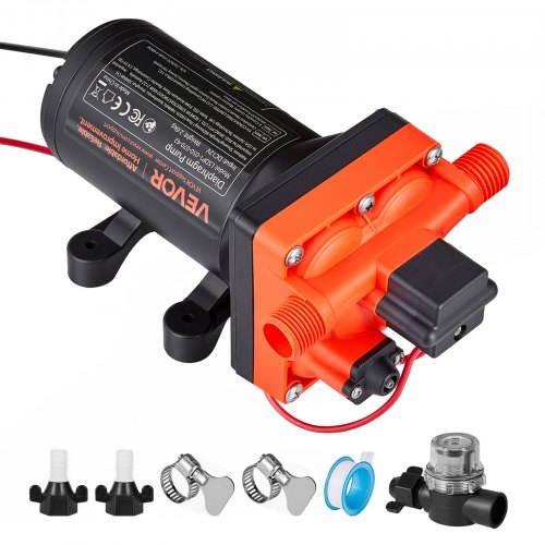 VEVOR Membranpumpe, 12 V DC, 18,9 L/min, selbstansaugende 4-Kammer-Membranwasserpumpe mit automatischem Druckschalter, 4,8 bar Druck, für Wohnmobil, Wohnwagen, Schiff, Yacht, Autowäsche