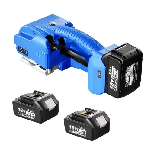 VEVOR Elektrische Umreifungsmaschine, für 0,35"-0,63" PP-PET-Bänder, tragbares elektrisches Umreifungswerkzeug mit Digitalanzeige, 2 x 5000 mAh batteriebetriebenes automatisches Umreifungswerkzeug für Verpackungskartonpaletten