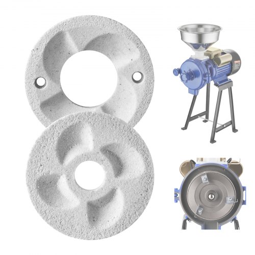 VEVOR Ersatz-Mahlscheiben 2er Set für VEVOR Elektrische Getreidemühle GM-002, Mahlplatten für Trocken- und Nassmahlung, Passend für Mais, Getreide & Gewürze, Mahlscheiben (14 x 14 cm) aus Marmor