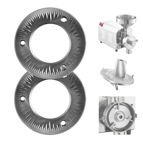 VEVOR Ersatz-Mahlscheiben 2er Set für VEVOR HN-2200 und HN-3000 Mais- und Gewürzmühlen, Mahlplatten für Trockenmahlung, Passend für Mais, Getreide & Gewürze, Trockenmahlscheiben aus Gusseisen