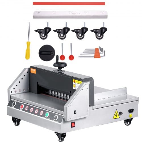 VEVOR elektrischer Papierschneider (330,2 mm Schnittbreite / 4 cm Schnittstärke), Desktop-Papierschneidemaschine mit Tastensteuerung, Papierschneider für Büro Schule Druckerei, Papier Schneiden