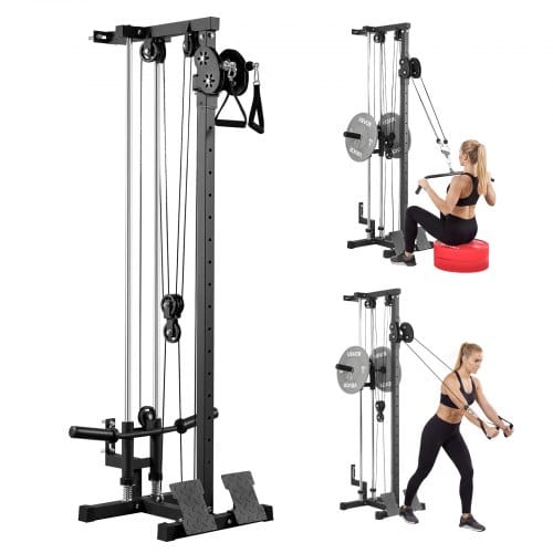 VEVOR Latzugstation, 3-in-1 Latzugturm zur Wandmontage, Kraftstation bis ca. 227 kg mit Latzugstange Seilzug, Krafttraining für Rücken Arme Schultern Bauch, Latzugmaschine für Fitnesscenter Zuhause