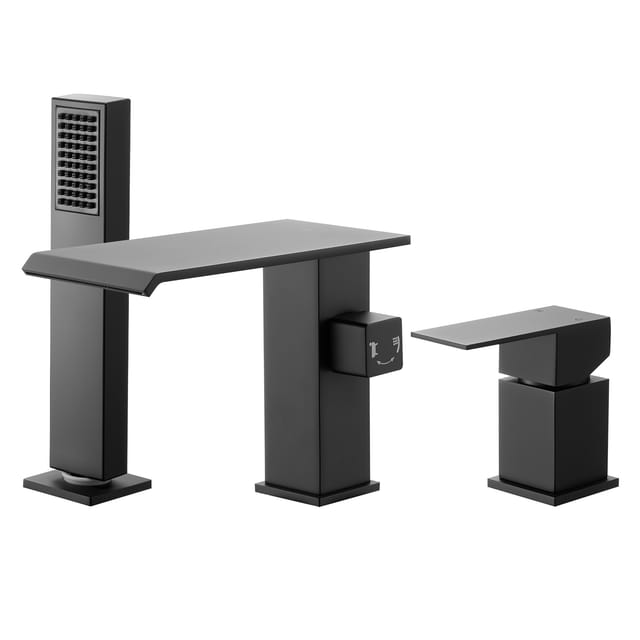Vevor Römische Badewannenarmatur Mit 3 Löchern, Wannenarmaturen-set Mit Handbrause & 1 Griff, Mattschwarz Hochdurchfluss-badewannenhahn Mit Doppelten Wasserflussoptionen Deckenmontage