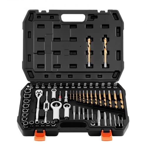 VEVOR Bolzenausdreher-Set 63-tlg. Schraubenausdreher mit Muttern- und Bolzenausdrehern & Mutternsprengern & Gewindebohrern & Bohrern & Schraubenschlüsseln & Adaptern & Tragkoffer, Mutterausdreher