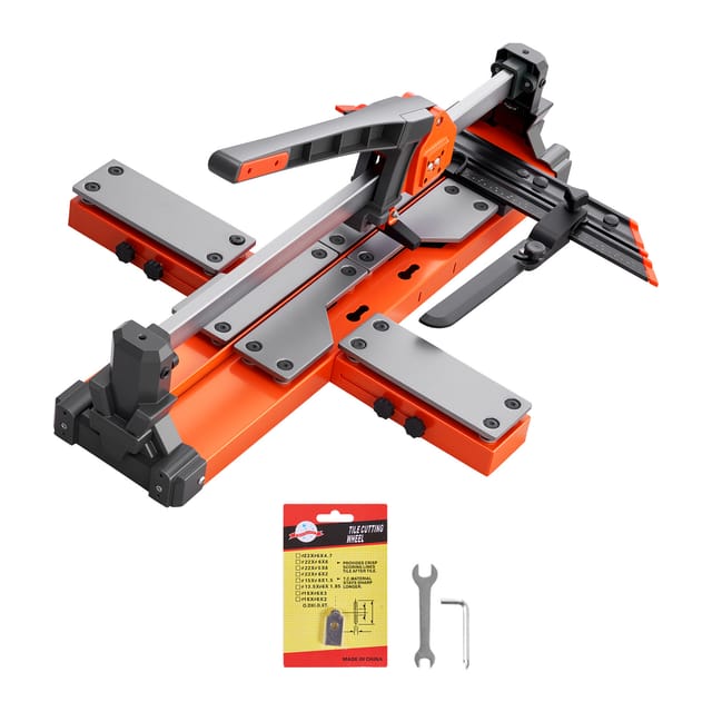 VEVOR Fliesenschneider 600 mm, Fliesenschneidmaschine mit Federbelasteter Basis & Verstellbarem Winkelanschlag, Wolframkarbid-Schneidscheibe, Präzisions-Ausrichtungshilfe, für Keramikfliesen
